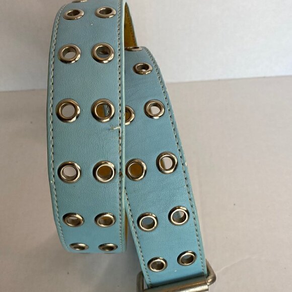 𝅺genuine Leather Blue Belt - Picture 2 of 3